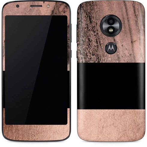 Rose Gold and Black Marble Moto E5 Play Skin
