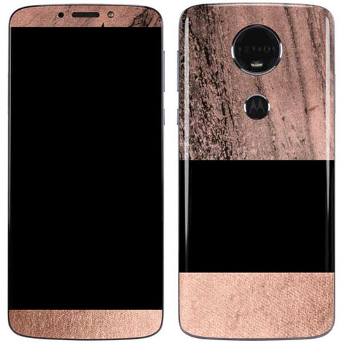 Rose Gold and Black Marble Moto E5 Plus Skin