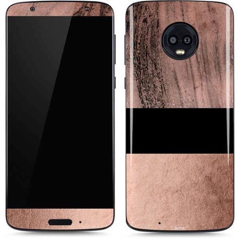 Rose Gold and Black Marble Moto G6 Skin