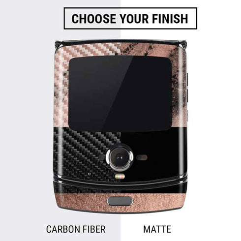 Rose Gold and Black Marble Motorola RAZR Skin