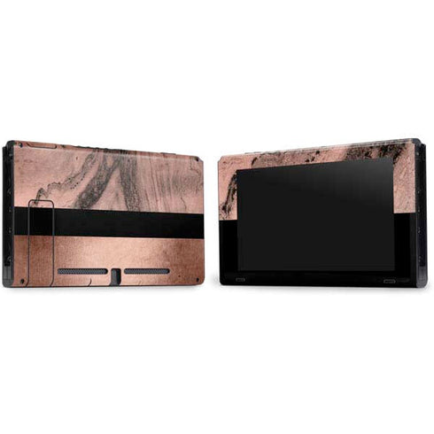 Rose Gold and Black Marble Nintendo Switch Bundle Skin