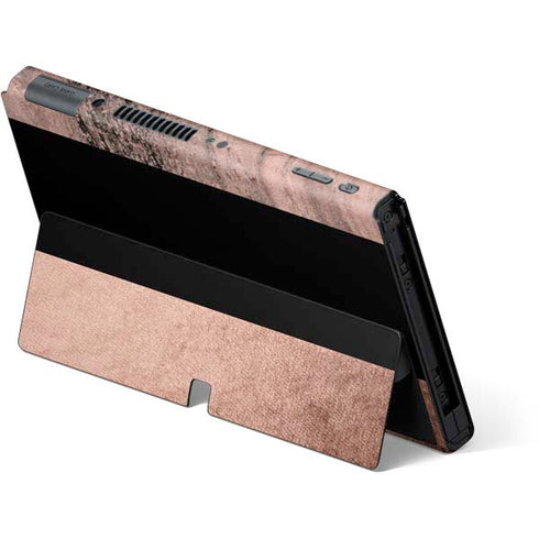 Rose Gold and Black Marble Nintendo Switch OLED (2021) Skin