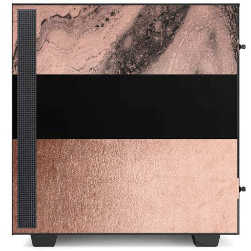 Rose Gold and Black Marble NZXT H510 Compact ATX Mid-Tower Case Skin