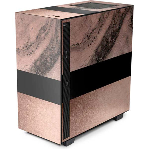 Rose Gold and Black Marble NZXT H510 Compact ATX Mid-Tower Case Skin