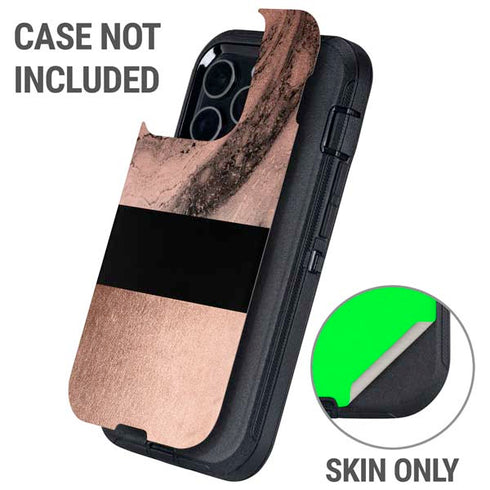 Rose Gold and Black Marble Otterbox Defender iPhone Skin