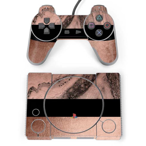Rose Gold and Black Marble PlayStation Classic Bundle Skin