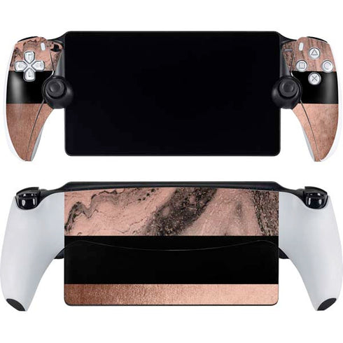 Rose Gold and Black Marble PlayStation Portal Remote Player Skin