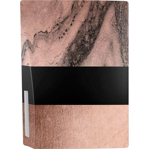 Rose Gold and Black Marble PS5 Console Skin