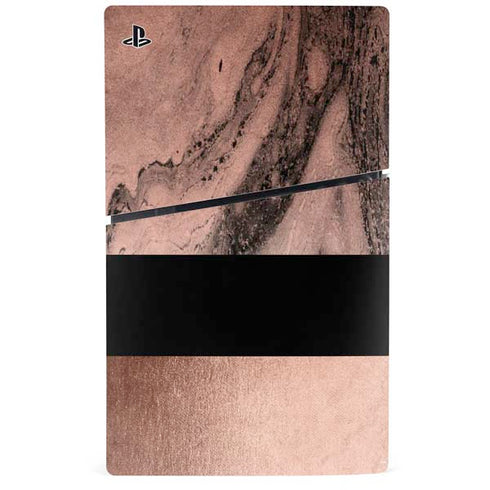 Rose Gold and Black Marble PS5 Slim Disk Bundle Skin