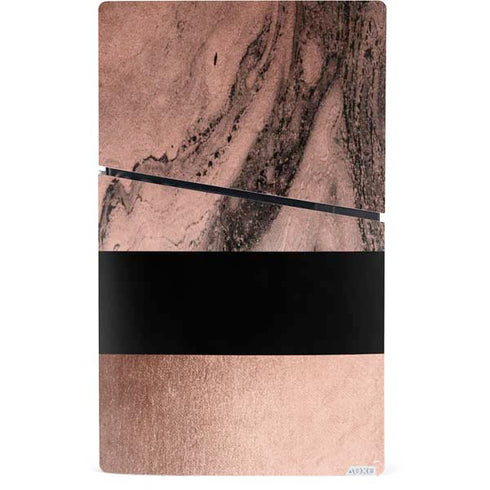 Rose Gold and Black Marble PS5 Slim Digital Edition Bundle Skin