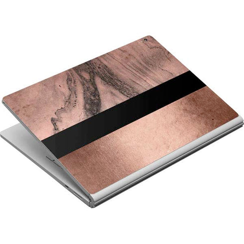 Rose Gold and Black Marble Surface Book Skin