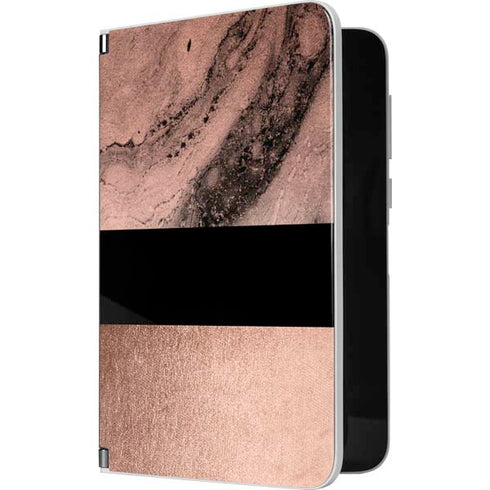 Rose Gold and Black Marble Surface Duo Skin