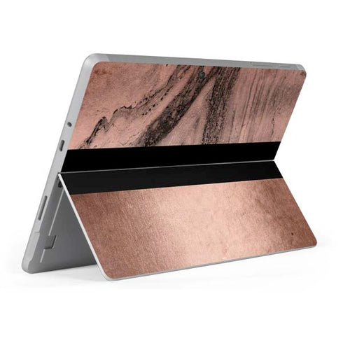Rose Gold and Black Marble Surface Go Skin
