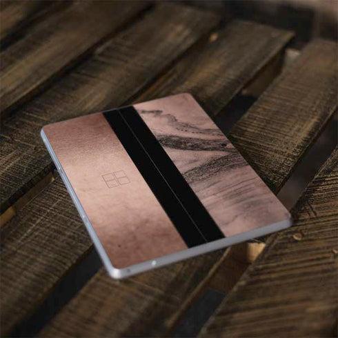 Rose Gold and Black Marble Surface Go Skin