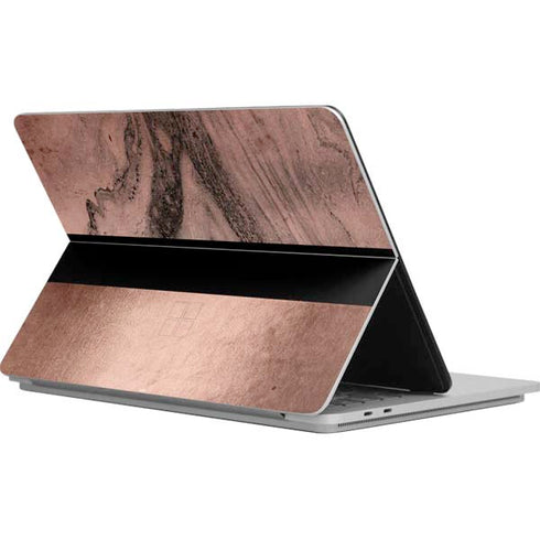 Rose Gold and Black Marble Surface Laptop Studio Skin