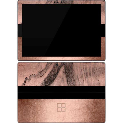 Rose Gold and Black Marble Surface Pro 7 Skin