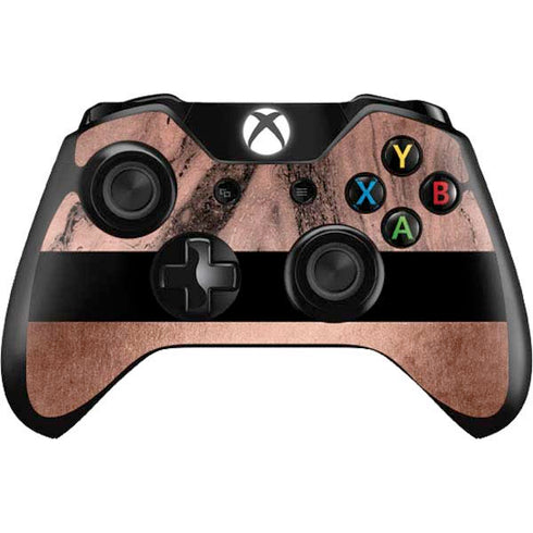 Rose Gold and Black Marble Xbox One Controller Skin