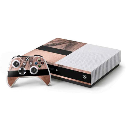 Rose Gold and Black Marble Xbox One S Console and Controller Bundle Skin