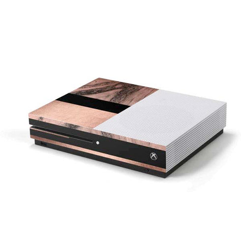Rose Gold and Black Marble Xbox One S Console Skin