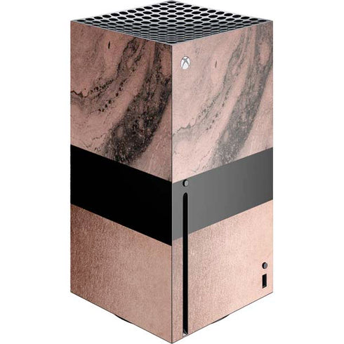 Rose Gold and Black Marble Xbox Series X Console Skin