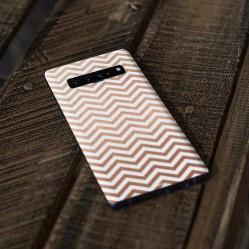 Rose Gold Chevron Galaxy S10 Plus Skin