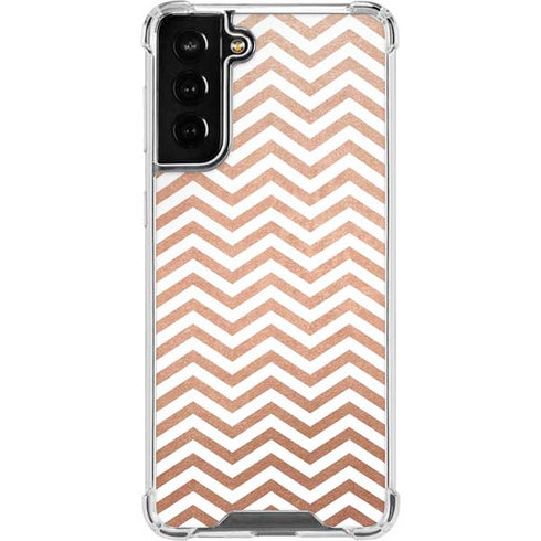 Rose Gold Chevron Galaxy S21 FE Clear Case