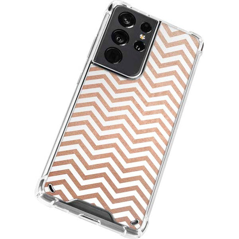 Rose Gold Chevron Galaxy S21 Ultra 5G Clear Case