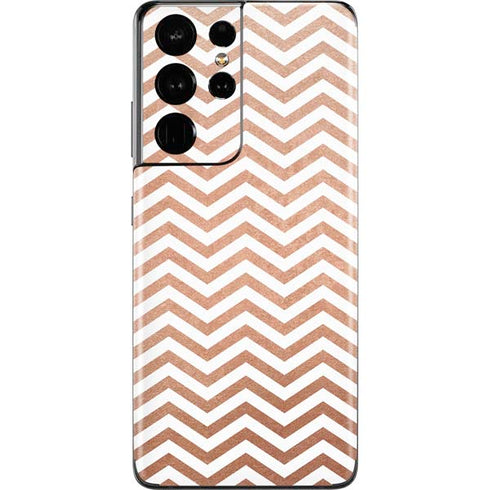Rose Gold Chevron Galaxy S21 Ultra 5G Skin