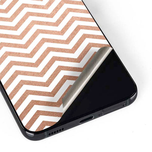 Rose Gold Chevron Galaxy S22 Plus Skin