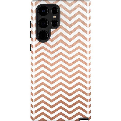 Rose Gold Chevron Galaxy S22 Ultra Pro Case