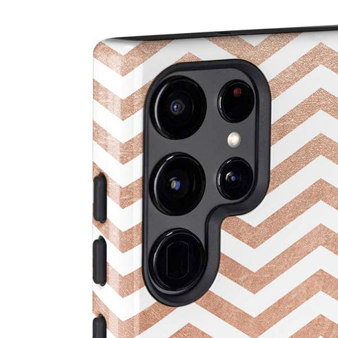 Rose Gold Chevron Galaxy S22 Ultra Pro Case