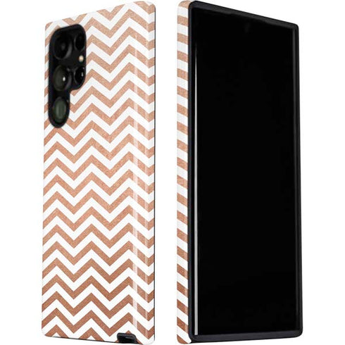 Rose Gold Chevron Galaxy S22 Ultra Pro Case