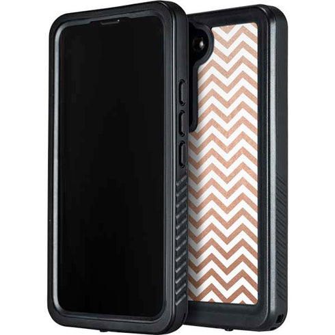 Rose Gold Chevron Galaxy S23 Plus Waterproof Case