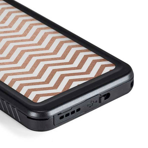 Rose Gold Chevron Galaxy S23 Waterproof Case