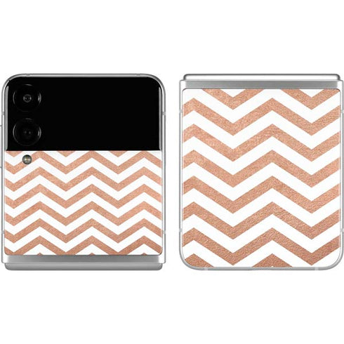 Rose Gold Chevron Galaxy Z Flip4 5G Skin