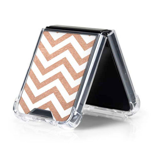 Rose Gold Chevron Galaxy Z Flip5 5G Clear Case