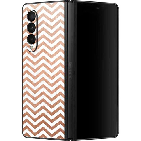 Rose Gold Chevron Galaxy Z Fold3 5G Skin