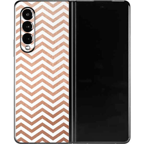 Rose Gold Chevron Galaxy Z Fold3 5G Skin