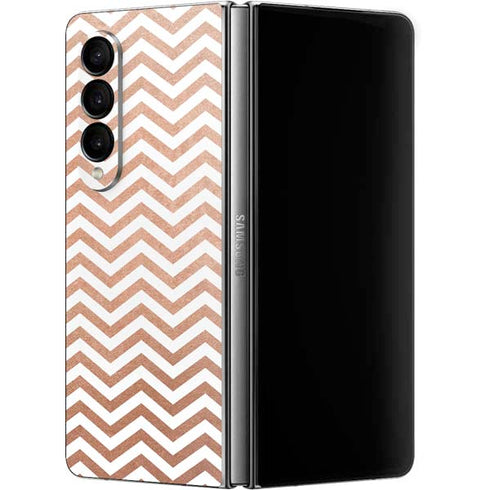 Rose Gold Chevron Galaxy Z Fold4 5G Skin