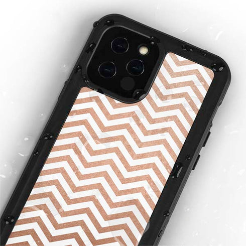 Rose Gold Chevron iPhone 12 Pro Waterproof Case