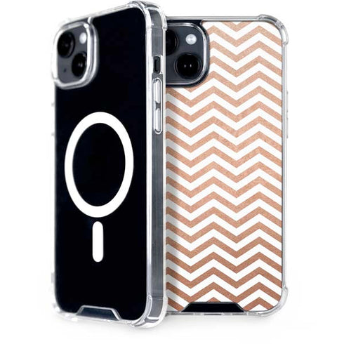 Rose Gold Chevron iPhone 14 Plus MagSafe Case