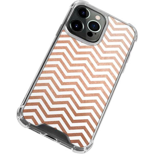 Rose Gold Chevron iPhone 15 Pro Max Clear Case