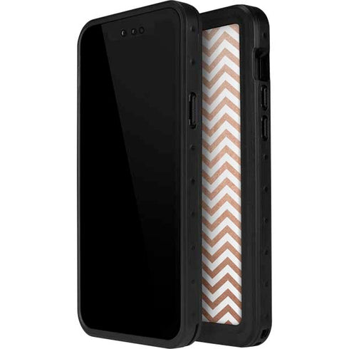Rose Gold Chevron iPhone 14 Pro Max Waterproof Case