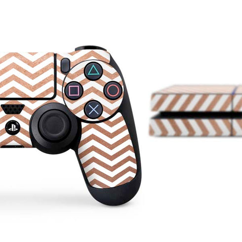 Rose Gold Chevron PS4 Console and Controller Bundle Skin