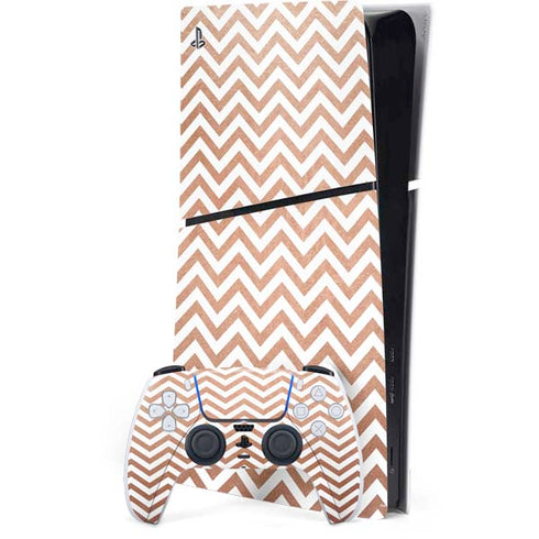 Rose Gold Chevron PS5 Slim Digital Edition Bundle Skin