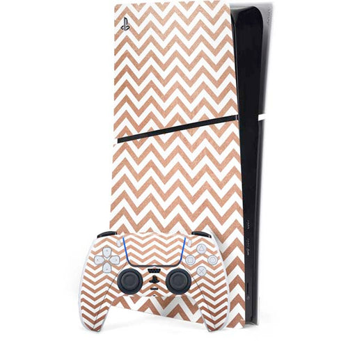 Rose Gold Chevron PS5 Slim Digital Edition Console Skin