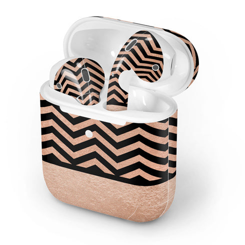 Rose Gold Chevron Split Apple AirPods 2 Skin