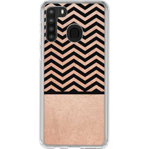 Rose Gold Chevron Split Galaxy A21 Clear Case