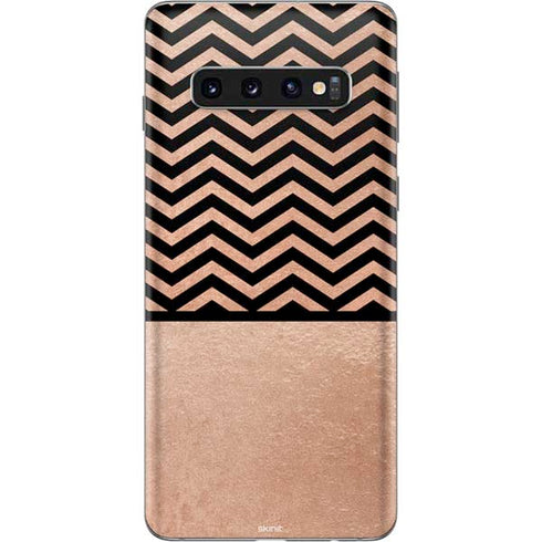 Rose Gold Chevron Split Galaxy S10 Skin