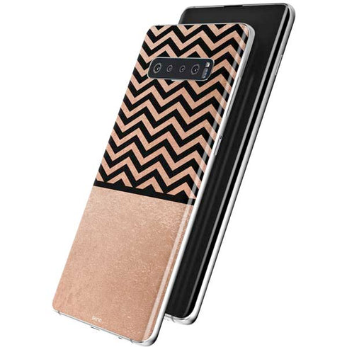 Rose Gold Chevron Split Galaxy S10 Skin
